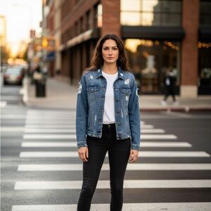 Wax Jean Distressed Blue Denim Jacket